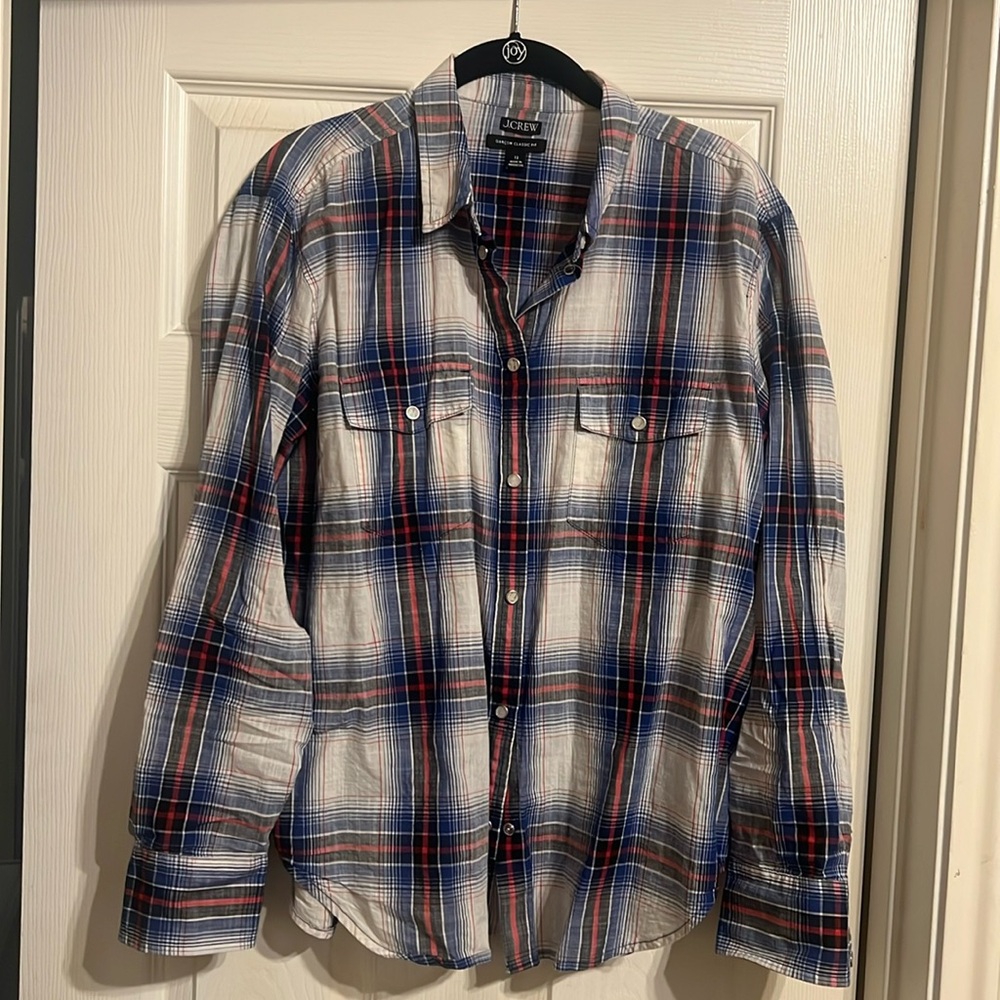 J Crew Western shirt in plaid cotton voile